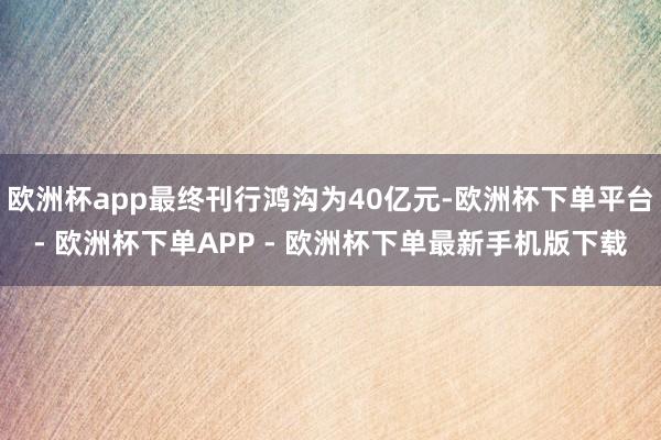 欧洲杯app最终刊行鸿沟为40亿元-欧洲杯下单平台- 欧洲杯下单APP - 欧洲杯下单最新手机版下载