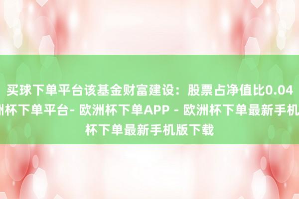 买球下单平台该基金财富建设：股票占净值比0.04%-欧洲杯下单平台- 欧洲杯下单APP - 欧洲杯下单最新手机版下载
