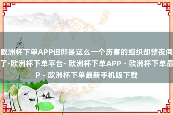 欧洲杯下单APP但即是这么一个历害的组织却整夜间被东谈主团灭了-欧洲杯下单平台- 欧洲杯下单APP - 欧洲杯下单最新手机版下载