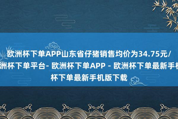 欧洲杯下单APP山东省仔猪销售均价为34.75元/公斤-欧洲杯下单平台- 欧洲杯下单APP - 欧洲杯下单最新手机版下载