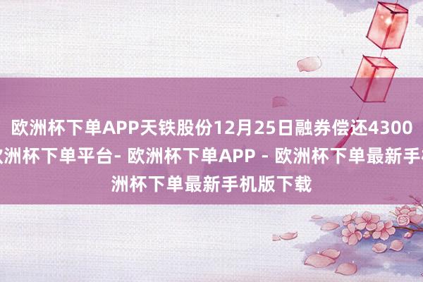 欧洲杯下单APP天铁股份12月25日融券偿还4300.00股-欧洲杯下单平台- 欧洲杯下单APP - 欧洲杯下单最新手机版下载