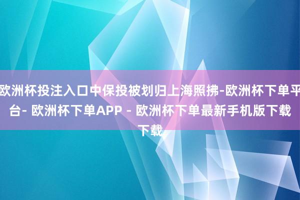 欧洲杯投注入口中保投被划归上海照拂-欧洲杯下单平台- 欧洲杯下单APP - 欧洲杯下单最新手机版下载
