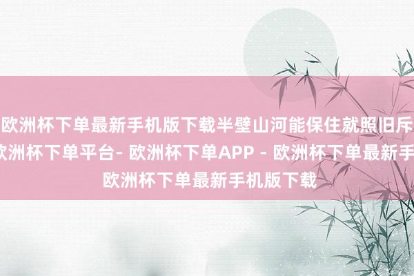 欧洲杯下单最新手机版下载半壁山河能保住就照旧斥逐易了-欧洲杯下单平台- 欧洲杯下单APP - 欧洲杯下单最新手机版下载